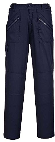 Portwest S687 Women's Action Trousers Machine Washable Hook and Bar Closure | Navy, Medium, UPF 40+, Regular Fit, Durable Polycotton Fabric, Secure Storage, 2 Side Zip Pockets, Zipped Pockets, Workwear
