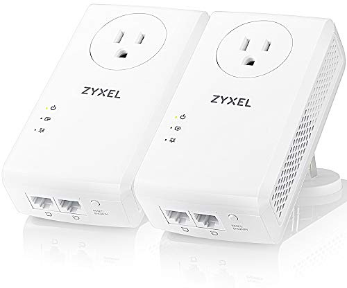 Zyxel AV2000 Powerline Ethernet Adapter Starter Kit | Pass-Thru Power | Plug & Play | MIMO | HomePlug AV2 | 2 x Gigabit Ethernet | Ideal for Smart TVs, On-Line Games, 4K Streaming | PLA5456KIT