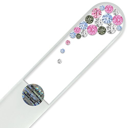 Mont Bleu Groß-Glasnagelfeile von Hand dekoriert mit Swarovski Elements, geliefert in einer Hülle aus schwarzem Samt - Echtem gehärteten Glas aus Tschechien