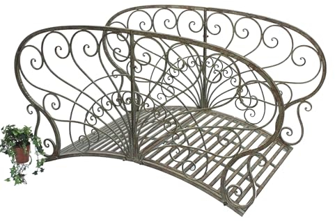 DanDiBo Gartenbrücke Metall mit Geländer Antik 150106 Brücke 150 cm Garten Metallbrücke Gartenmöbel Teichbrücke Steg Stabil