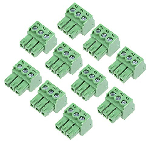 sourcing map PCB Klemmleiste Stecker Grün AC300V 8A 3,81mm 10 Stück | Tonhöhe 3PSitz Einschub de