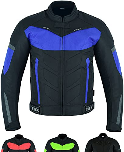 Texpeed Motorradjacke herren mit protektoren - Motorrad Biker Wasserdicht Jacke Mit Rüstung (EN 1621-1) Blau - L