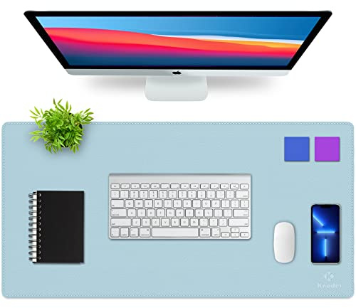 K KNODEL Almohadilla de escritorio, almohadilla de escritorio, cabeza de succión de escritorio de cuero de PVC para computadoras portátiles, tablero de escritura impermeable (40cm x 80cm, Azul claro)