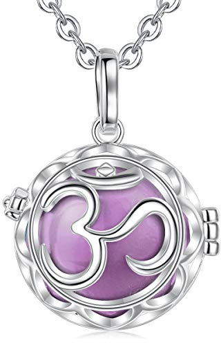 AEONSLOVE Collier Bola de Grossesse, Collier Musique Carillon Bell Pendentif de Ohm pour Femmes Enceinte Bébé Cadeau Original Noel, 114cm Chaîne