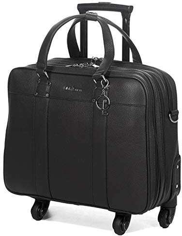 Bowatex Luxus Damen Schulter Gurt Laptop Aktentasche Trolley 4 Rollen Schwarz