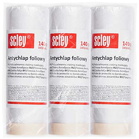 Scley Abdeckfolie, Staubschutzfolie Breite 140cm, Länge 20m, 3 Stück Plastikplane, Schutzmaterial Serie *66*, transparente Baufolie, Malerfolie für Renovierung und Umzug, A0450-660314, 140 cm x 20 m