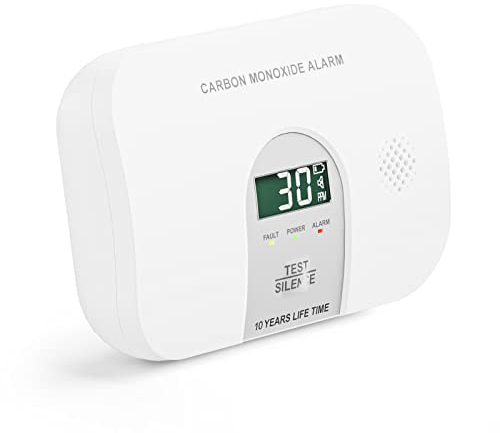 Meross Carbon Monoxide Detector/Alarm, LCD Digital Display CO Alarm with 2 AA Batteries(Include) and Silence Function, 7-Year Fire Safety for House, Bedroom, Hotel