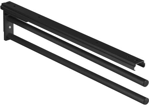 Gedotec Handtuchhalter | H6008 | Handtuchauszug 2-armig ausziehbar | 1 Stück | Geschirrtuchhalter Länge 465 mm in schwarz | Bad & Küchen-Schrank Handtuchreling schwenkbar 90° | Made IN Germany