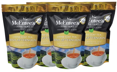McEntee's Irish Afternoon Loose Tea (Lot de 4) Sac de 250 g - Thé en vrac - Un mélange fort et savoureux de thés noirs en feuilles de Ceylan, du Kenya et d'Assam