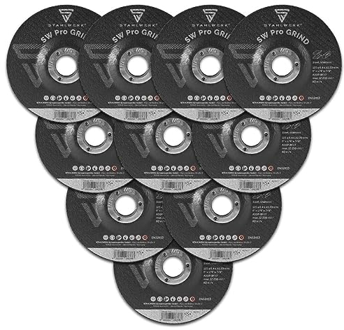 STAHLWERK SW Pro Grind Schruppscheibe Schleifscheibe Ø125 mm, 125 mm x 6,4 mm x 22,23 mm, optimale Schruppeigenschaften, hohe Standzeit, 10er Set
