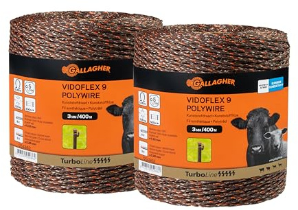 2x 400 m Gallagher Vidoflex 9 TurboLine Plus Weidezaunlitze (terra)