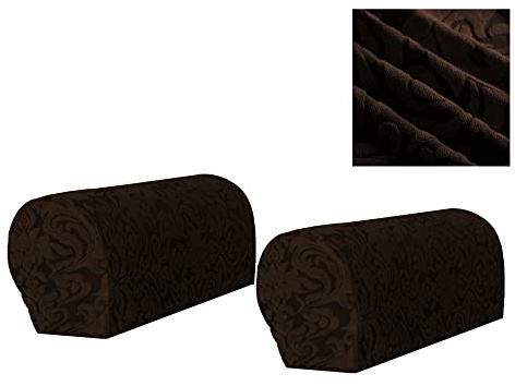 Kaket Armlehnenbezüge – Stuhl-Armschoner, dehnbar, Sessel, Couch für Sofa, Sessel, Couch, Liegestuhl (Dunkelbraun), 2 Stück