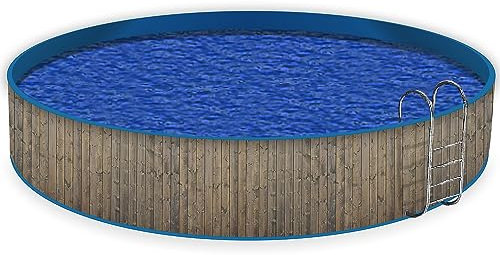 Wallario Pool Verkleidung mit Motiv und Ösen, Umrandung Dekoration, Motiv Holzpaneelen in grau braun - Holzmuster mit Maserung, Größe Höhe 120 cm x L 12m