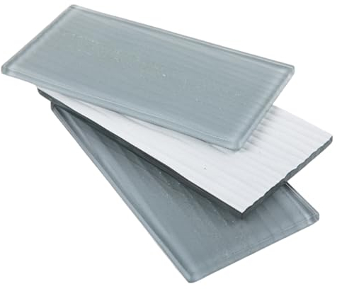 Adedeo Glasfliesen U-Bahn-Fliesen, 7,6 x 15,2 cm, graue Glasfliesen für Backsplash, Badezimmer, Duschwand, 32 Stück