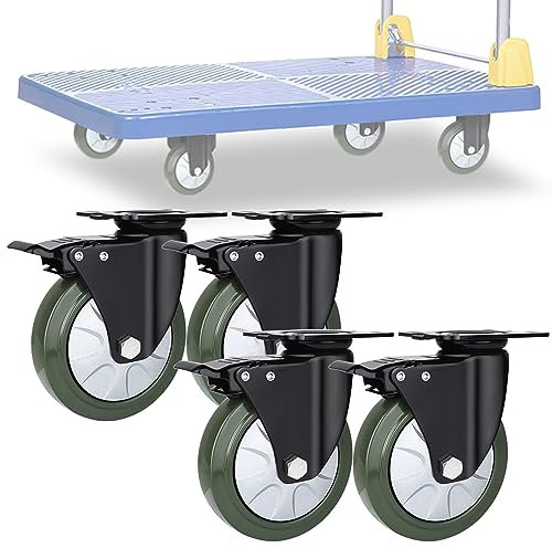 4er SET Schwerlastrollen 75mm 100mm 125mm 150mm Vollgummi Rollen, 360°Drehbar Leise Pannensichere Lenkrolle, Ersatz Rollen Mit Bremse, Für Trolleys, Möbelroller, Werkbank Rollen ( Color : Brake , Size
