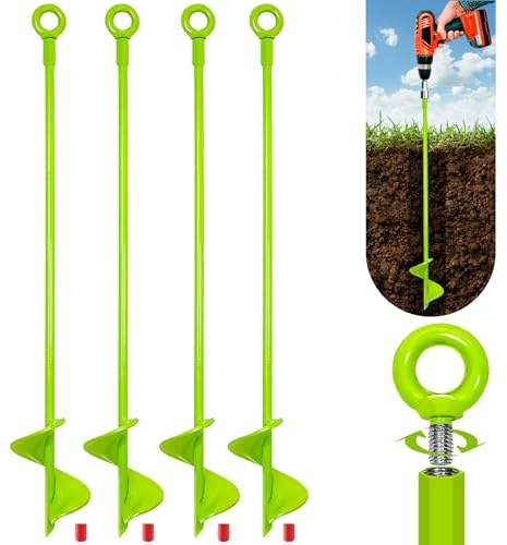 4 Stück 46cm Trampolin Erdanker,Schwerlast Bodenanker Erdanker,Trampolin Befestigung Boden,Bodenanker Set für Zelte,Vordächer,Schuppen,Schaukeln,Adapter Nicht inbegriffen