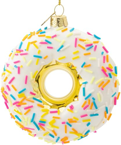 SIKORA Donut mit Streuseln besondere Weihnachtskugel Glas Christbaumschmuck Deko Figur Weihnachten Anhänger Ornament - Trend Line - BS664