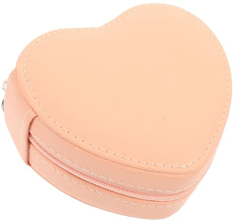 Cabilock Herzförmige Schmuckaufbewahrungsbox aus Pu Leder für Reisen, Rosa