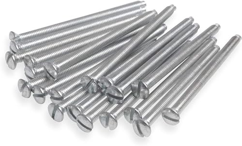315 Supplies Pack of 10 M3.5 x 50mm Long Electrical Machine Screws for Light Switch and Plug Sockets Nickel Plated DIY Plated Screw Raised Slotted Head (50mm, 10, count)
