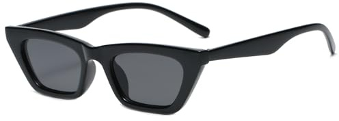 Long Keeper Vintage Cateye Sonnenbrille Damen Eckige Sonnenbrille Katzenaugen 90er Retro Cat Eye Brille Modern Sonnenbrillen für Frauen UV400 Schutz