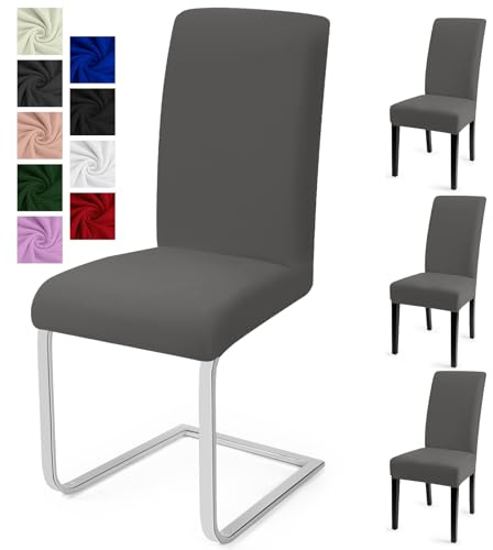 Eozakavod Stuhlhussen 4er Set Stuhlbezüge Moderne Stretch Stuhlhussen Universal Husse Abnehmbare Stuhlbezug Waschbarer Abdeckung Esszimmer Dekoration Spannbezug,für Hochzeit Partys(4er Set, Grau)-C