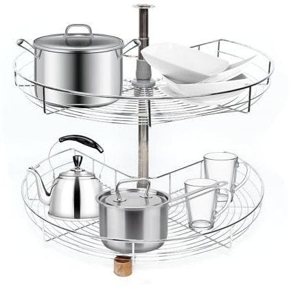 Owneed 2 Etagen ausziehbarer Eckschrank für die Küche, 270° drehbar, 710mm, küchenschrank auszug nachrüste,Küchenschrank Eckauszieh Küchenaufbewahrung