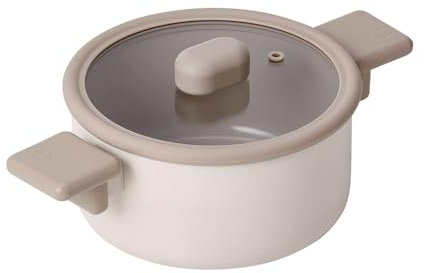 Chou Chou Kitchen Nonstick 1.7QT Stock Pot with Silicone Rim Lid, Healthy Cooking Ceramic Coating Casserole with Handle, Induction Compatible Cookware, Stew, Soup, Noodle, Made in Korea (8 / 18cm)