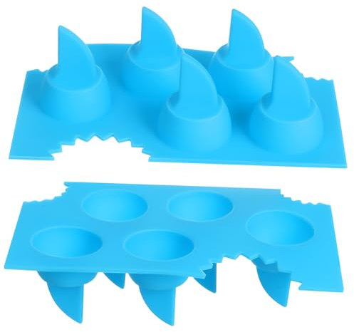 LALADEFIEE 2pcs Shark Ice Cube Mold Tray Silicone Shark Fin Mold Sky Blue Non-Stick Kitchen Baking DIY Tools for Party Drinks and Cocktails