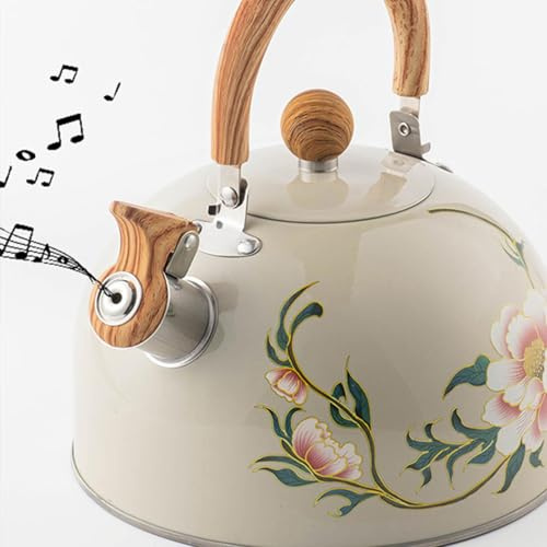 Wasserkessel, 3 Liter Edelstahl Teekessel Flötenkessel Mit Holzgriff Pfeifkessel Aus Edelstahl Automatischer Pfiff Wasserkocher Moderne Wasserkessel Induktion