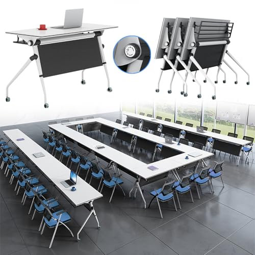Mobiler Konferenztisch Klappbarer Konferenzraumtisch, Besprechungstisch für 8-10 Personen, Rechteckiger Seminar-Konferenztisch mit Rädern, Klappbarer Besprechungs- und Schulungstisch, Geschä