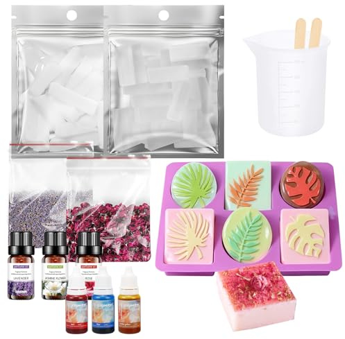 AllisWay Kit Sapone Fai Da Te, Kit Fai Da Te Creativo Adulti, Contiene Base per Sapone, Essenza di Colore, Olio Profumato, Muffa, ecc., Può Essere Regalato