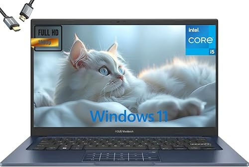 ASUS Vivobook 14 (2026), 14, ordinateur portable fin FHD, Intel 13th Core i5-1334U, carte graphique UHD, caméra de confidentialité, Bluetooth5.1, Windows 11H, bleu silencieux, W/HDMI (12 Go de RAM |