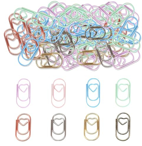 50 Stück Herz Büroklammern, Büroklammern Bunt, für Postkarten Büro Schule Mit Aufbewahrungsbox(Macaron)