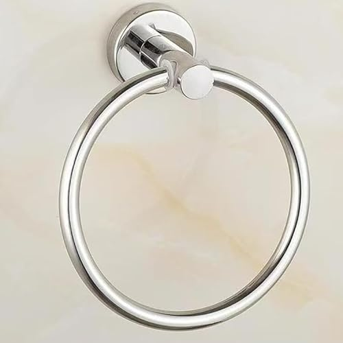 Anti-Rust Towel Ring for Bathroom, SUS304 Stainless Steel Hand Towel Holder with Modern Round Base, Heavy-Duty Wall Mount Towel Hanger, Smooth Quiet Swing Premium Hardware
