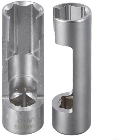 Yuanpgky Fuel Injector Pipe Socket Wrench with Hexagonal Opening for 17mm and 19mm Oxygen Sensor Removal, 12.5mm Drive, Heavy-Duty Metal Construction