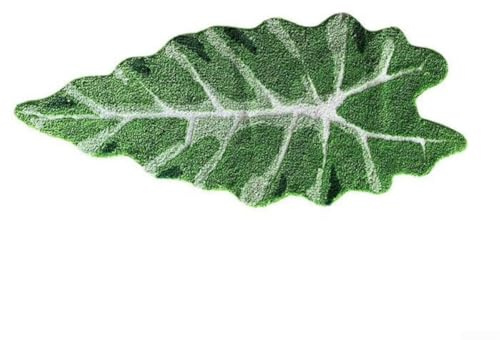 Valixirant Monstera - Tappetino da bagno a forma di foglia, in microfibra di poliestere ultra assorbente, retro antiscivolo in TPR, lavabile, verde, 49,8 x 100,1 cm, per decorazione bagno
