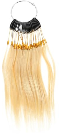 Didiseaon Nuancier de Test de Couleur de Cheveux 30 Mèches Naturelles Taille 9° Beige Clair Anneaux Échantillons de Coloration Capillaire Professionnels pour Salons de Coiffure et Formation