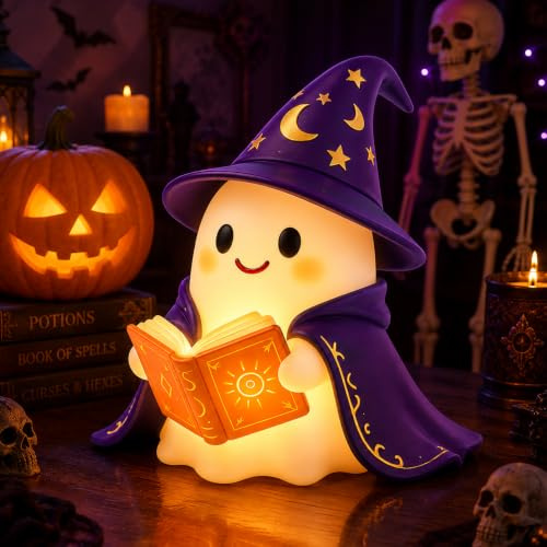 YeahBoom Niedliche Geister-Leselampe,3D LED Geister Statue Nachtlicht | Ghost Reading Book Lamp,Halloween Deko Led Geist Lampe,Halloween Niedliche Ghost,für Schlafzimmer und Bücherregal