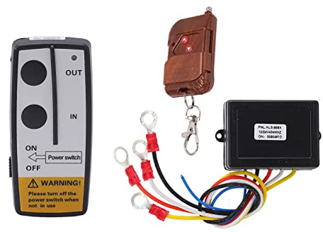 Kit telecomando universale wireless per verricello con chiave e ricevitore, portata a lunga distanza di 75 piedi, ricevitore wireless DC 12V 24V per e paranchi da recupero,