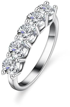 Ayoiow Eternity Band Bandring Platin für Damen mit Moissanit, Verlobungsringe Vorsteckring für Sie, Platin 950 Größe 63 (20.1)