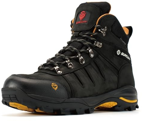 SUREWAY Men's 6 Waterproof Work Boots - Soft Toe,Leather Lace Up,EH Rated, Slip Resistant Outsole for Construction, Roofing & Hunting Work Boots