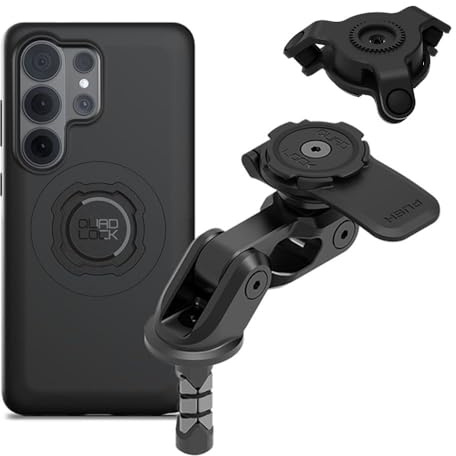 QUAD LOCK Gabelschaft-Handyhalterung (V2) für Motorrad mit Vibrationsdämpfer und MAG Hülle für Galaxy S26 Ultra