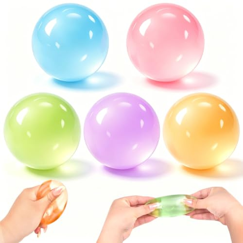 5 Stück Squishy Stressball, Antistressball Stressball Kinder, Regenbogen Squeeze Bälle Quetschball für Erwachsene ADHS, Angst, OCD Angst abbauen und Beruhigung
