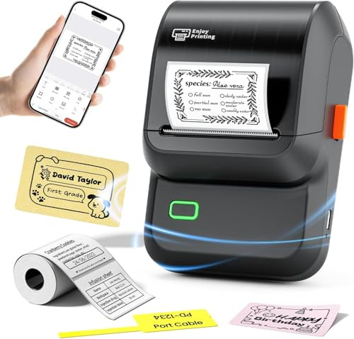 Memoking M100 Etikettendrucker Bluetooth, Etikettendrucker Selbstklebend Handys- und PC-kompatibel, für Einzelhandel, Büro, Organisation, Schule und Zuhause