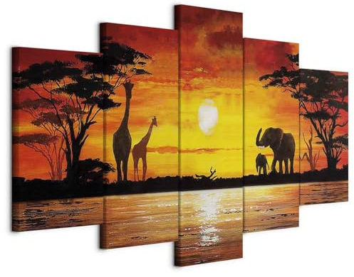 B&D XXL - Leinwandbild Afrika, Schlafzimmer, Wohnzimmer, Kunstdruck, modern | Hochwertige Leinwand, sofort aufhängbar, ideal fürs Wohn- oder Schlafzimmer, wasserfest und lichtecht, langlebig, stilvoll