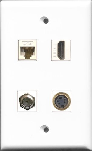 RiteAV 1 porta HDMI e 1 porta cavo coassiale TV- tipo F e 1 porta S-Video e 1 porta Cat6 Ethernet bianco