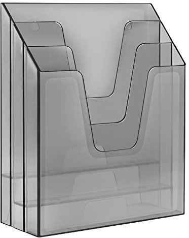 Acrimet Vertical Triple File Folder Holder Organizer, File Sorter (Plastic) (Smoke Color)