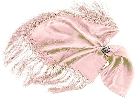 Moschen-Bayern Trachtentuch Dirndltuch Damen DT Seidentuch mit Fransen - Trachtenseidentuch - Rosa/Hellrosa