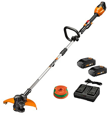 Worx String Trimmer Cordless, Edger 40V Power Share Weed Trimmer 13 (2 Batteries & Charger Included) WG184