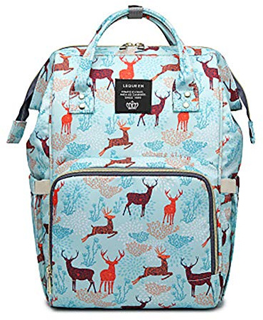 Starte Baby-Wickeltasche, multifunktionaler Baby-Wickelrucksack, wasserdichter Reiserucksack für Mutter, Vater, große Kapazität, Babytaschen (Hirsch, blau)